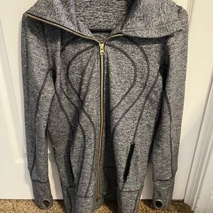 Gray hooded full zip up lululemon jacket